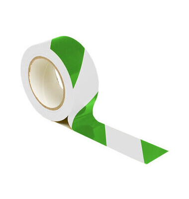 Warnband, PVC, selbstklebend, 50 mm x 33 m, grün/weiß