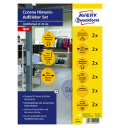 Schild, Corona-Hinweise, sk, permanent, Folie, rund, Ø: 200 mm, gelb