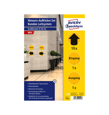 Etikett, Kundenleitsystem, sortiert, sk, abl&ouml;sbar, Papier, &Oslash;: 200 mm