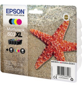 Druckerpatrone 603XL/T03A64 C13T03A64010 (kompatibel zu Epson 603XL), schwarz/cyan/magenta/gelb, ca. 1x 500, 3x 350 Seiten