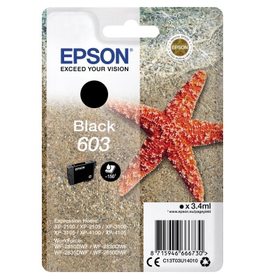 Druckerpatrone 603/T03U14 C13T03U14010 (kompatibel zu Epson 603), schwarz, ca. 150 Seiten