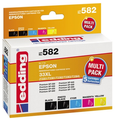 Tintenpatrone 18-582 wie Epson T33XL sw/ph.sw/c/m/y 5 St./Pa Tintenpatrone 18-582 wie Epson T33XL sw/ph.sw/c/m/y 5 St./Pa