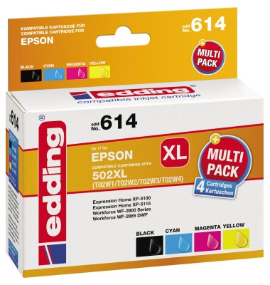 Tintenpatrone 18-614 wie Epson 502XL sw/c/m/y 4 St./Pack.