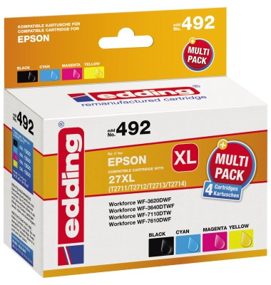 Edding Druckerpatrone 18-492 kompatibel zu Epson 27XL, Multipack 