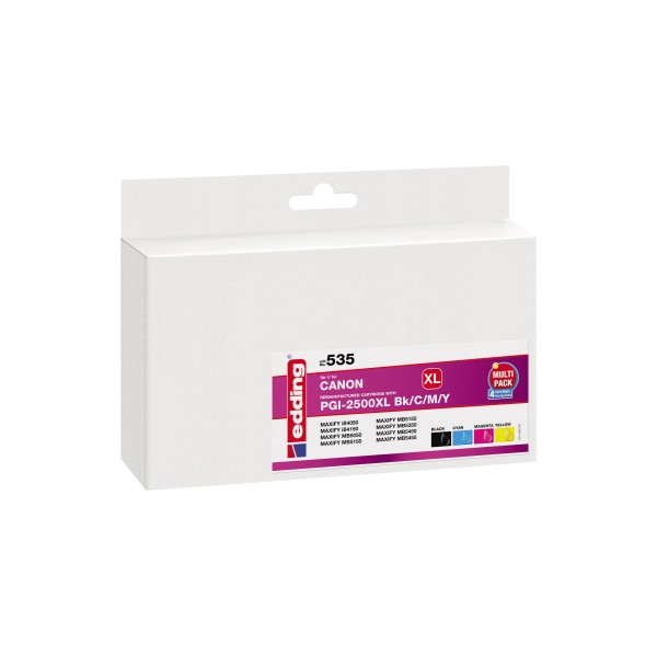 4057305033758 - Druckerpatrone ersetzt Canon PGI-2500BK XL PGI-2500C XL PGI-2500M XL PGI-2500Y XL Kompatibel Kombi-Pack Schwarz Cyan Magenta Gelb EDD-535 18-535