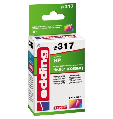 Druckerpatrone EDD-317 18-317 (kompatibel zu HP 901), cyan/magenta/yellow, ca. 404 Seiten