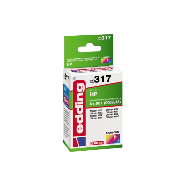 Edding Druckerpatrone 18-317 (kompatibel zu HP 901), color (cyan/magenta/gelb), ca. 404 Seiten 4043023665241 Edding