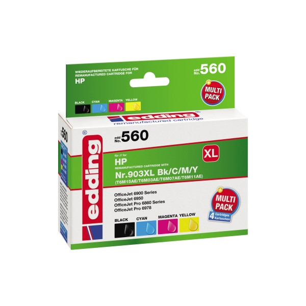 4057305023087 - Tinte Kombi-Pack ersetzt HP 903XL (T6M15 T6M03 T6M07 T6M11) Kompatibel Schwarz Cyan Magenta Gelb EDD-560 18-560