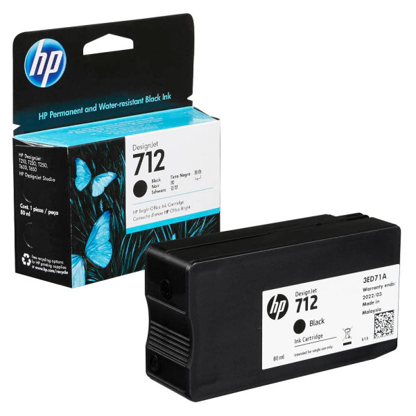 0193905352852 - Hewlett Packard 712 schwarz DesignJet Druckerpatronen 3ED71A 80 ml (3ED71A)