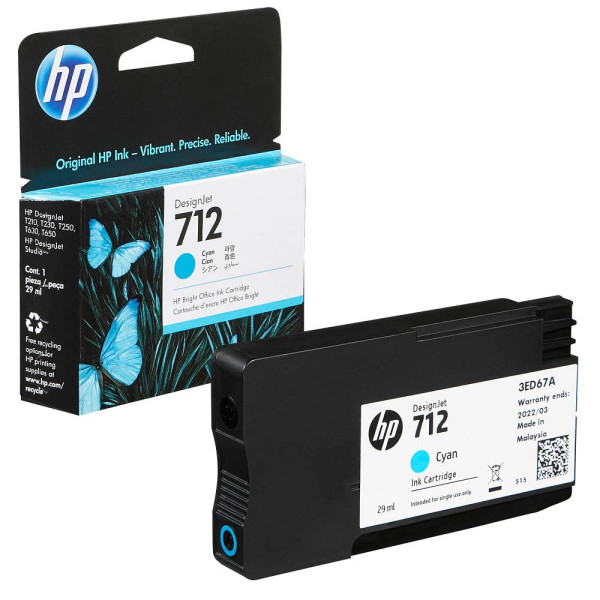 0193905352814 - Hp Ink No 712 HP712 hp 712 Cyan (3ED67A) (3ED67A) - Hewlett Packard
