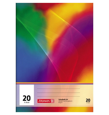 Schulheft 104492002, Lineatur 20 / blanko, A4, 80g, regenbogen, 16 Blatt / 32 Seiten