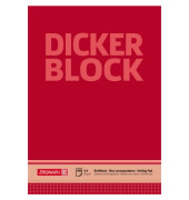 Briefblock 1052688 Dicker, ohne, Lineatur 22 / kariert, A4, 60g, rot, 100 Blatt