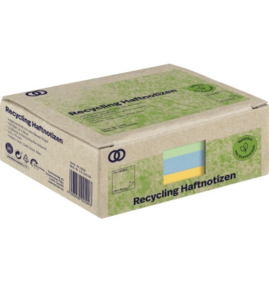 Haftnotizen 5868, oeco Recycling, 125x75mm, grün/gelb/rosa/blau, rechteckig