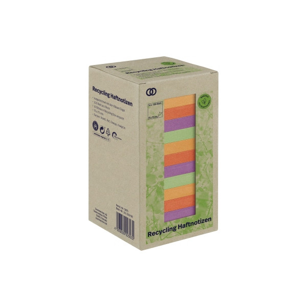4003630023032 - Haftnotizen 5875 oeco Recycling 75x75mm kiwigrün orange rot violett quadratisch 4003630023032 16 Stück
