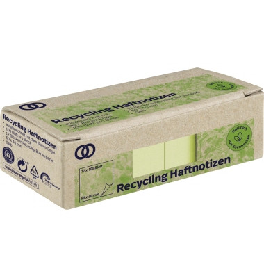 Haftnotizen 5874, oeco Recycling, 50x40mm, gelb, rechteckig