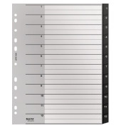 Kunststoffregister recycle 1209-00-00, 1 bis 12, A4, 115&micro;m, schwarze Taben, 12-teilig