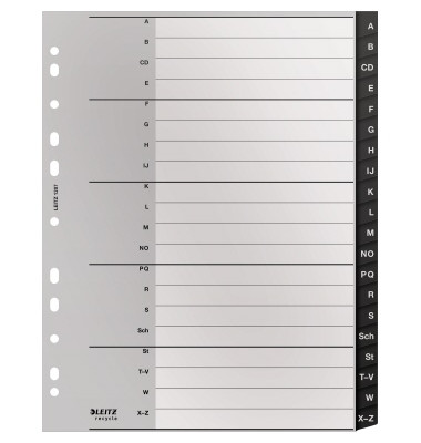 Kunststoffregister recycle 1207 1207-00-00, A bis Z, A4, schwarze Taben, 20-teilig