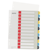 Kunststoffregister Cosy 1248-00-00, 1 bis 12, A4+, 0,30 mm, farbige Taben, 12-teilig