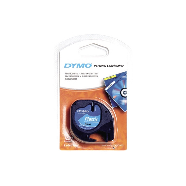 5411313912051 - DYMO Original LetraTag Etikettenband | schwarz auf blau | 12 mm x 4 m | selbstklebendes Kunststoffetiketten | für LetraTag-Beschriftungsgerät