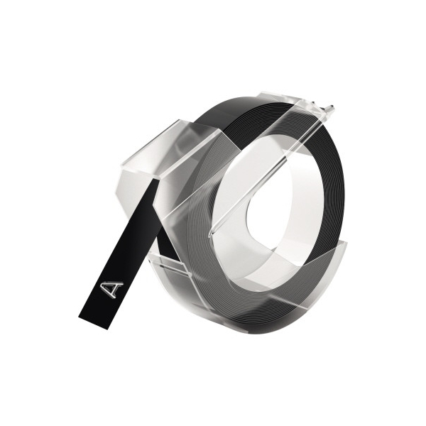 3026985201093 - DYMO Original Prägeband | 3D weiß auf schwarz | 9 mm x 3 m | selbstklebendes Kunststoff Etikettenband | für Junior & Omega Beschriftungsgerät | 1 Stück