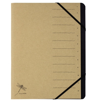 Ordnungsmappe Pur 40061-11, 1-12, hellbraun, A4, 12 F&auml;cher