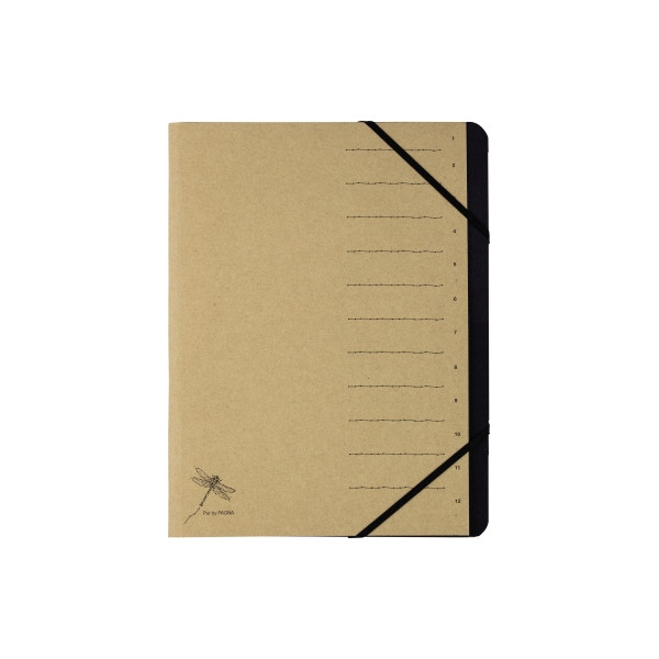 4013951015241 - Ordnungsmappe Pur by PAGNA A4 12 Fächer numerischer Deckelaufdruck 2 Schaulöcher Recyclingkarton
