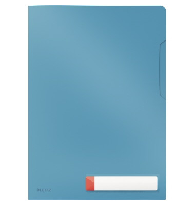 Sichthüllen Cosy Privacy 4708-00-61 mit Beschriftungsfenster, A4, blau, blickdicht genarbt, oben & rechts offen, 0,20mm