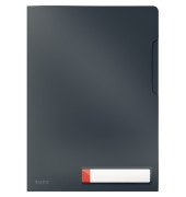 Sichthüllen Cosy Privacy 4708-00-89 mit Beschriftungsfenster, A4, grau, blickdicht genarbt, oben & rechts offen, 0,20mm