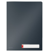 Sichthüllen Cosy Privacy 4716-00-89 mit Beschriftungsfenster, A4, grau, blickdicht genarbt, oben & rechts offen, 0,20mm