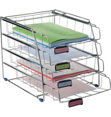 Briefablagenset COR4F, A4/C4, silber, Stahl