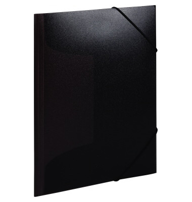 Gummizugmappe Transluzent - Designserie 19501, A4 schwarz Polypropylen (PP), f&uuml;r ca. 50 Blatt  (80 g/m&sup2;), mit 3 Einschlagklappen