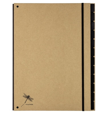 Pultordner Pur 44012-11, 12-teilig blanko, hellbraun, A4, 12 F&auml;cher