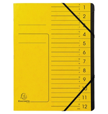 Ordnungsmappe 541209E, 1-12, gelb, A4, 12 F&auml;cher