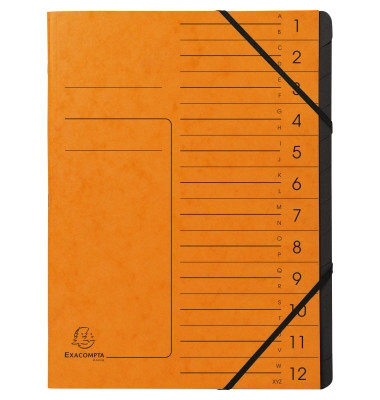 Ordnungsmappe 541204E, 1-12, orange, A4, 12 F&auml;cher
