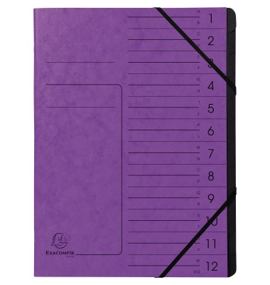 Ordnungsmappe 541208E, 1-12, violett, A4, 12 F&auml;cher