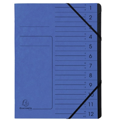 Ordnungsmappe 541202E, 1-12, blau, A4, 12 F&auml;cher