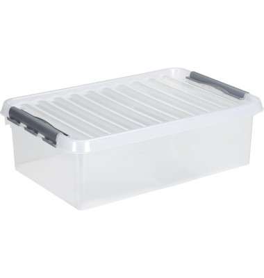 Aufbewahrungsbox the q-line H6164302, 32 Liter mit Deckel, außen 600x400x180mm, Kunststoff transparent