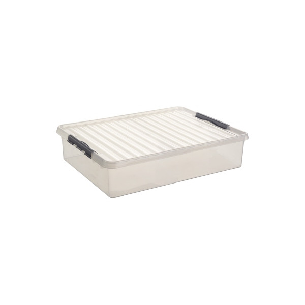 8711112756007 - helit the q-line Aufbewahrungsbox mit Deckel glasklar Lebensmittelechte stapelbare Kunststoffbox mit Klickverschluss 1 Box 60 Liter