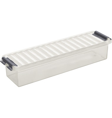 Aufbewahrungsbox the q-line H6164102, 0,9 Liter mit Deckel, außen 270x86x60mm, Kunststoff transparent Aufbewahrungsbox the q-line H6164102, 0,9 Liter mit Deckel, außen 270x86x60mm, Kunststoff transparent
