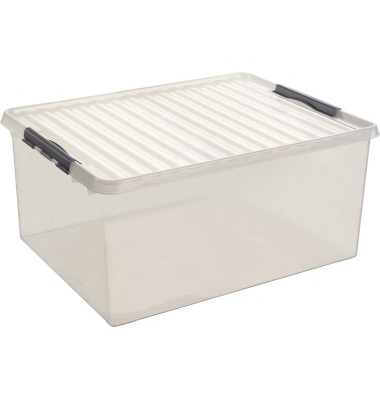 Aufbewahrungsbox the q-line H6164602, 120 Liter mit Deckel, außen 800x500x380mm, Kunststoff transparent