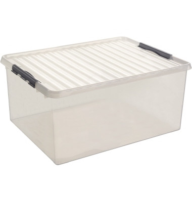 Aufbewahrungsbox the q-line H6164602, 120 Liter mit Deckel, außen 800x500x380mm, Kunststoff transparent Aufbewahrungsbox the q-line H6164602, 120 Liter mit Deckel, außen 800x500x380mm, Kunststoff transparent