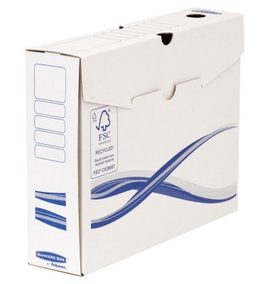 Archivbox Bankers Box Basic 4460102, weiß/blau, Recyclingkarton