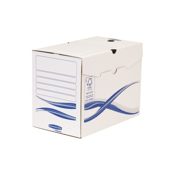 Fellowes Archivbox Bankers Box Basic 4460402, weiß/blau, Recyclingkarton 0043859655687 Fellowes 25 Stück