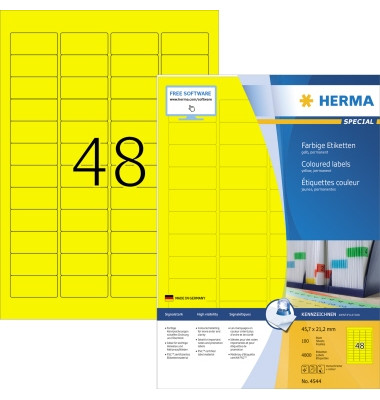 Etiketten Special 4544, gelb, 45,7x21,2mm, rechteckig