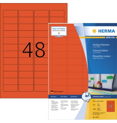 Etiketten Special 4545, rot, 45,7x21,2mm, rechteckig