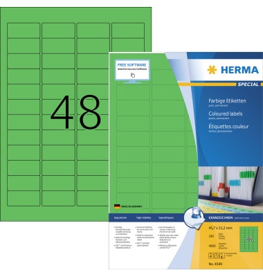 Etiketten Special 4549, gr&uuml;n, 45,7x21,2mm, rechteckig