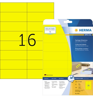 Etiketten Special 4551, gelb, 105x37mm, rechteckig