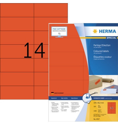 Etiketten Special 4557, rot, 105x42,3mm, rechteckig