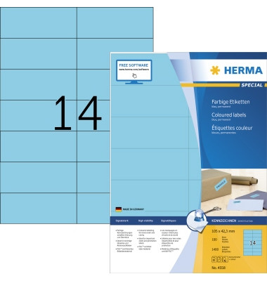 Etiketten Special 4558, blau, 105x42,3mm, rechteckig