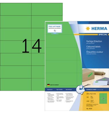 Etiketten Special 4559, gr&uuml;n, 105x42,3mm, rechteckig